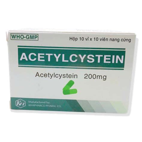 Thuốc trị ho long đờm Acetylcystein 200mg hộp 10 vỉ x 10 viên Nhà