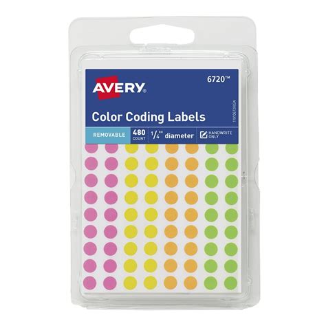 Avery Color Coding Labels Removable 14 Round Multi Color 480