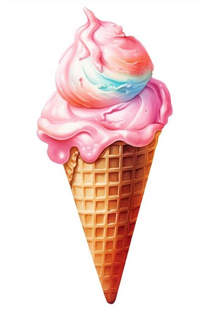 Premium Ai Image There Is A Pink Ice Cream Cone With A Rainbow Swirl