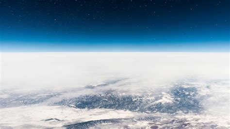 Earth Wallpaper 4K Horizon Above Clouds Starry Sky