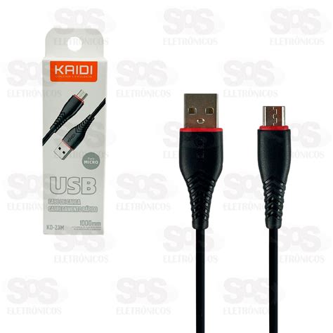 Cabo De Carregamento USB Para Micro V8 1 Metro Kaidi KD 23M