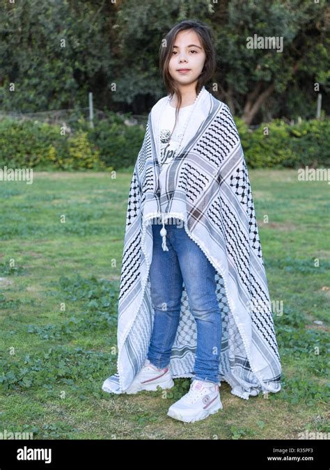 Palestinian Little Girl With Keffiyeh Stock Photo Alamy