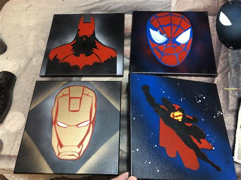 Spray Paint Superheroes on 12x12 canvas. : r/Spraypaint