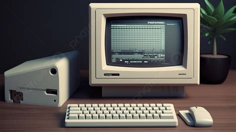 An Old Computer Sitting On A Table Background Picture Mac Background