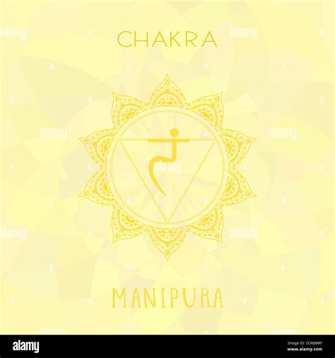 Vector Illustration With Symbol Chakra Manipura On Abstract Background