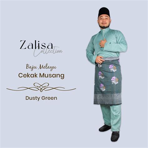 ZALISA BAJU MELAYU DEWASA CEKAK MUSANG PESAK BABY BLUE SILVER GREY