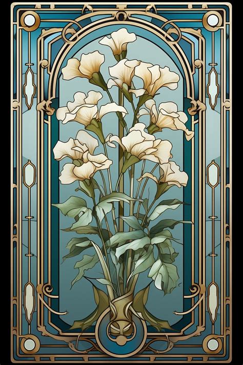 Art Nouveau Style Flower Panels Art Nouveau Poster Art Nouveau