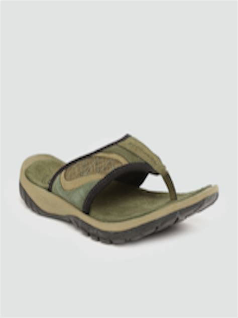 Buy Woodland Men Olive Green Leather Comfort Sandals - Sandals for Men ...