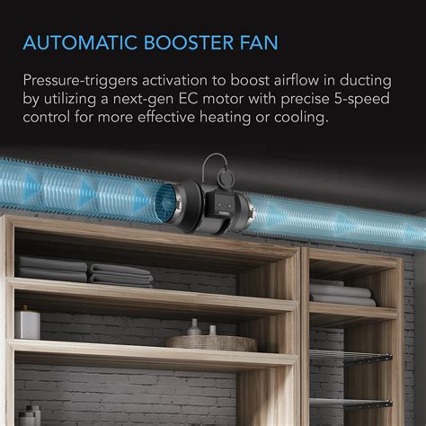 Automatic Duct Booster Fan 4” with Pressure Switch and Speed Controller