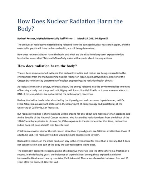 How Does Radiation Harm The Body