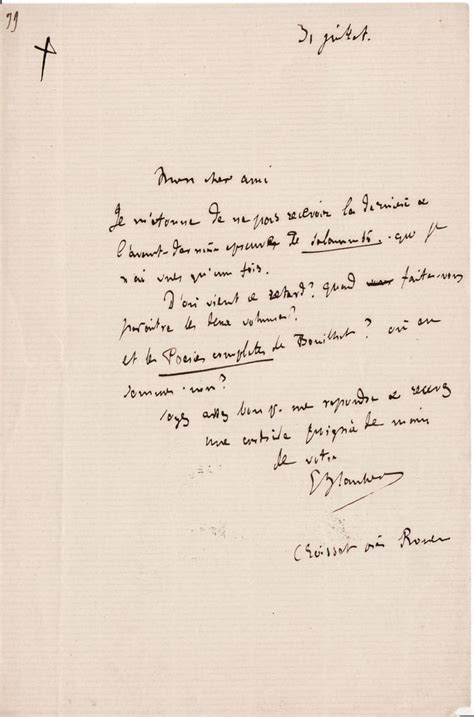 Gustave Flaubert Lettre Autographe Sign E Autographes Manuscripta