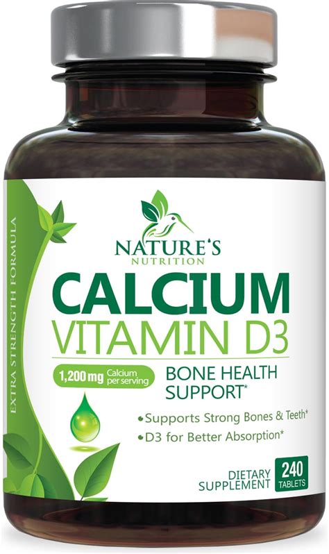 Natures Calcium 1200mg And Vitamin D3 1600 Iu Bone And Immune Support Supplement 240 Tablets