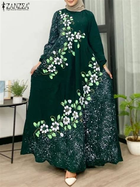 Zanzea Bohemain Abito Musulmano Stampato Floreale Robe Femme Ramadan