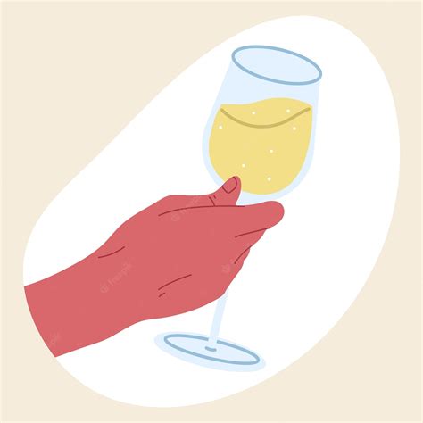 Copa De Champán En La Mano Copa De Vino De Vino Espumoso Ilustración Vectorial Plana Sobre Fondo