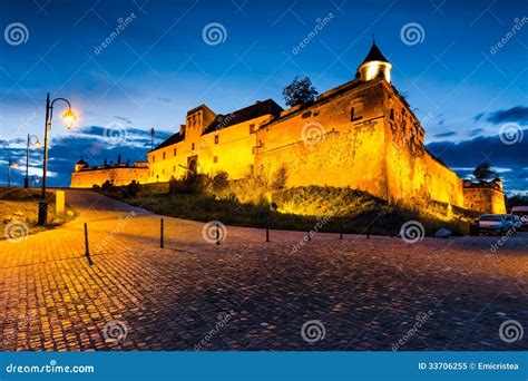 Brasov Fortress At Night Romania Stock Image Image Of Fortified