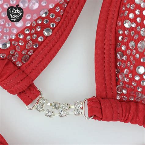 Red Bikini Competition Suit Fitness Bikini Vicky Ross Fit