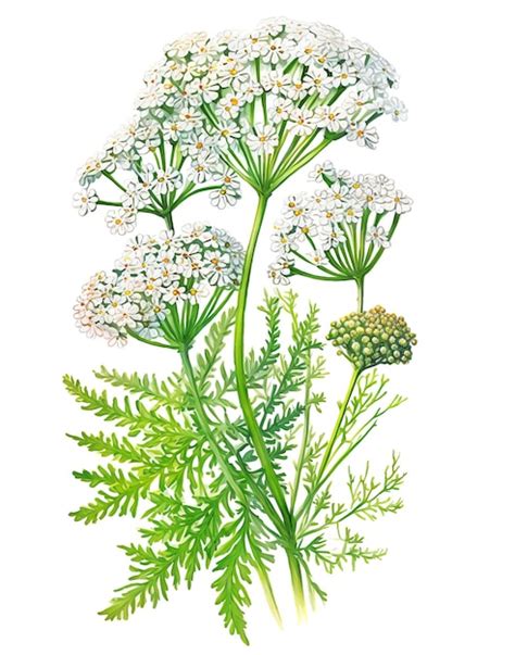 Yarrow Achillea Millefolium Plant Isolated On White Background Premium Ai Generated Image