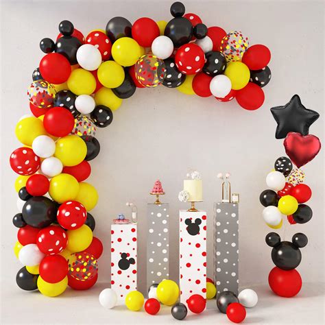 Buy Amandircartoon Mouse Balloons Arch Garland Kit Black Red Yellow