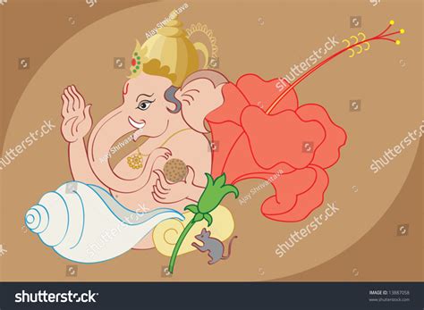 Ganesh With Flower And Shankh Stock Vector Illustration 13887058