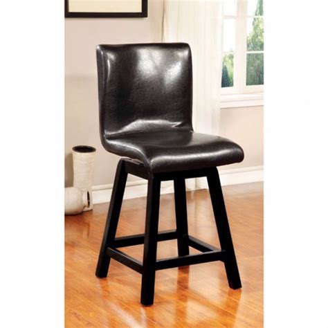 Swivel Counter Height Chair Black Finish Set Of 2