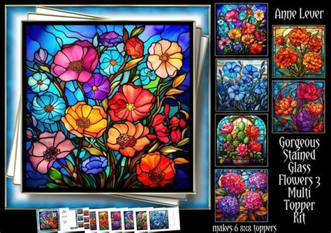 Gorgeous Stained Glass Flowers 3 Multi Topper Kit Cup1230292 1763 Craftsuprint