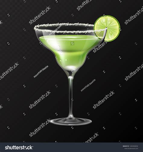 Realistic Cocktail Margarita Glass Vector Illustration Vector De Stock Libre De Regalías