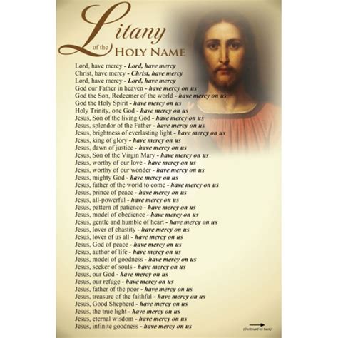 Prayer Cards, Holy Cards : Litany of the Holy Name of Jesus ...