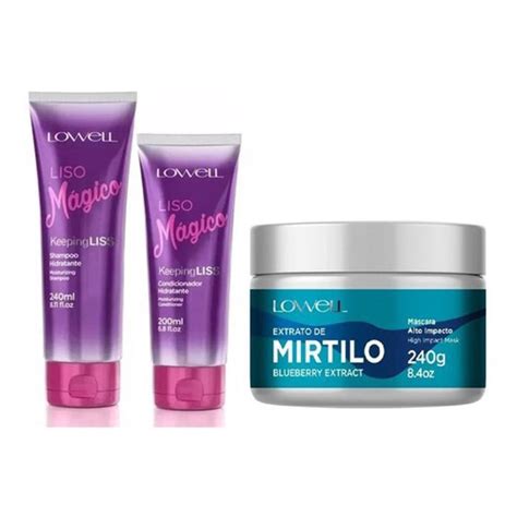 Kit Liso M Gico Shampoo Ml Condicionador Ml M Scara Mirtilo