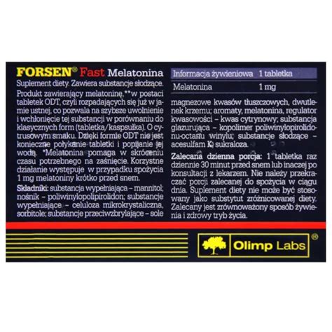 Olimp Forsen Fast Melatonin 30 Tablets A1 Protein