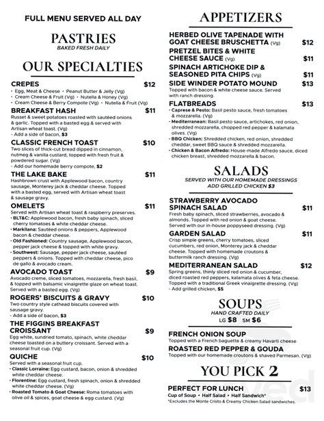 La Belle Vie The Cafe At Frenchtown Menu In St Charles Missouri Usa