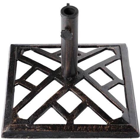 Gardenised 19 lbs. Square Cast Iron Patio Umbrella Base Stand in Bronze-QI003816 - The Home Depot