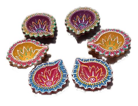 Mitti Bartan Amrit Mitti Cool Designer Clay Diya Set Of 6 Pieces