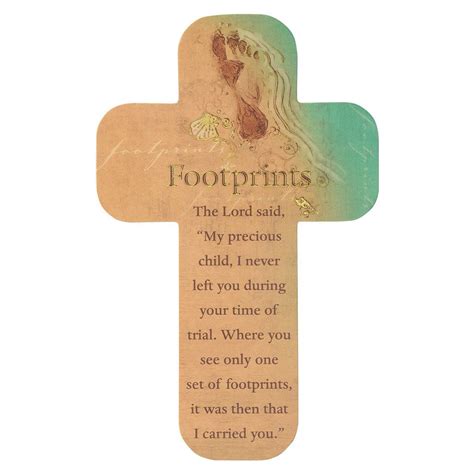 Footprints Cross Shaped Prayer Card Or Bookmark