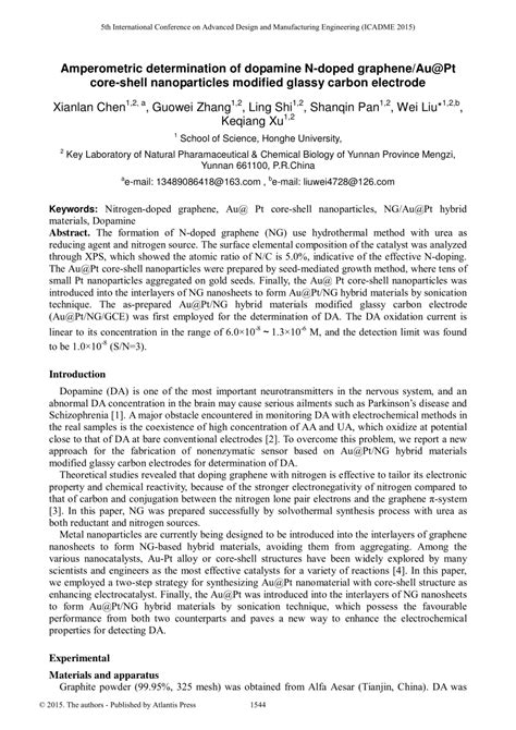 PDF Amperometric Determination Of Dopamine Ndoped Graphene Au Pt Core