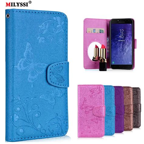 Mirror Case For Samsung Galaxy J4 J6 Eu 2018 Pu Leather Wallet Flip