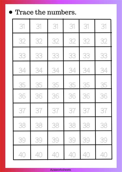 Numbers tracing worksheets..1 to 50….worksheets for preschoolers and nursery students… | Tracing ...