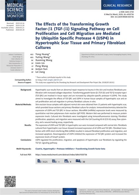 PDF The Effects of the Transforming Growth Factor β1 TGF β1