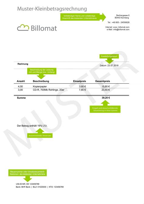 Welche Pflichtangaben gehören auf Rechnungen Billomat Buchhaltung
