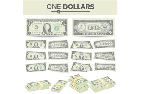 Dollar Banknote Vector Cartoon Us Currency Two Sides Of