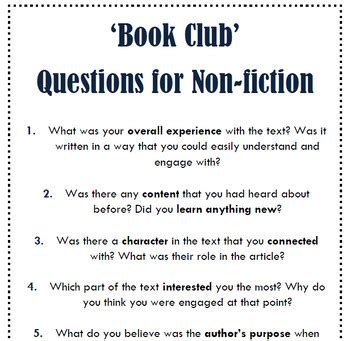 "Book Club" Questions by Mrs Dee's World | TPT