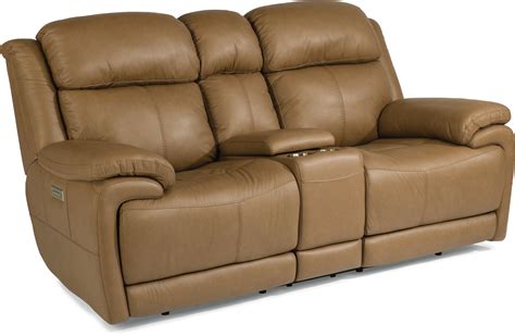 Flexsteel Living Room Power Reclining Loveseat With Console And Power