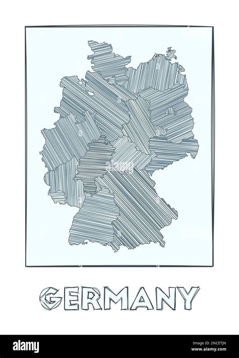 Sketch Map Of Germany Grayscale Hand Drawn Map Of The Country Filled