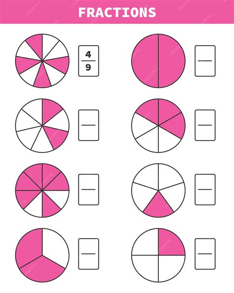 Premium Vector | Vector drawing of fractions worksheet