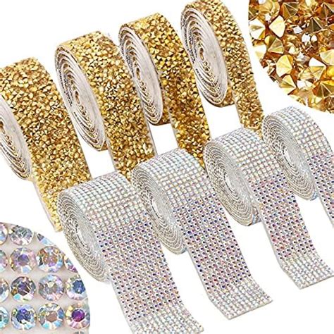 Amazon 4 Rolls Self Adhesive Rhinestone Strips 4 Styles Crystal