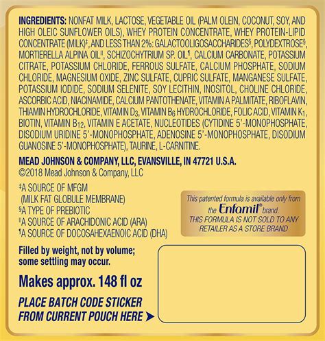 Enfamil Formula Nutrition Facts | Blog Dandk