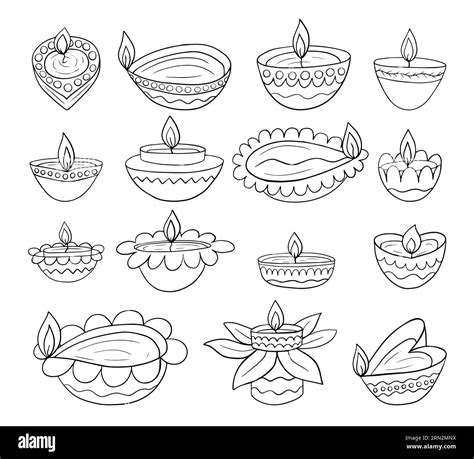 Diwali deepak different sketch set Stock Vector Image & Art - Alamy