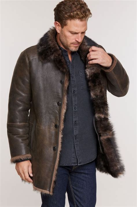 Xander Distressed Toscana Sheepskin Coat Sheepskin Coat Mens Winter