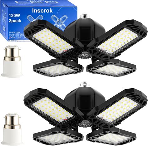 Inscrok Led Garage Lights Pack W Deformable Light Fixtures