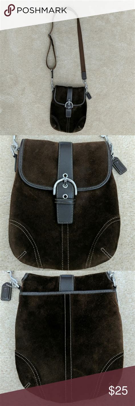 Coach Chocolate Brown Suede Crossbody Brown Suede Coach Crossbody Bag Coach