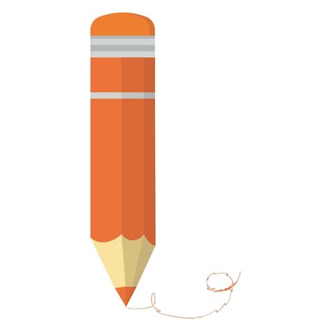 Premium Vector Orange Pencil With An Elastic At The End And A Drawn